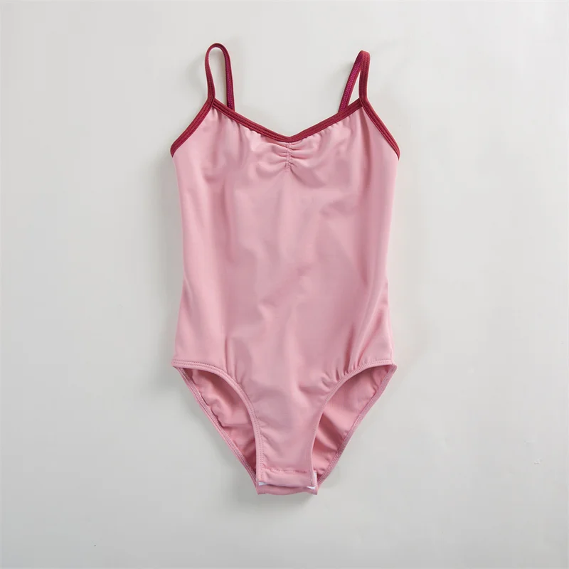 Cheap High Quality Training Dance Wear Two-color Tone Camisole Children Kids Girls Ballet Leotards with openable crotch
