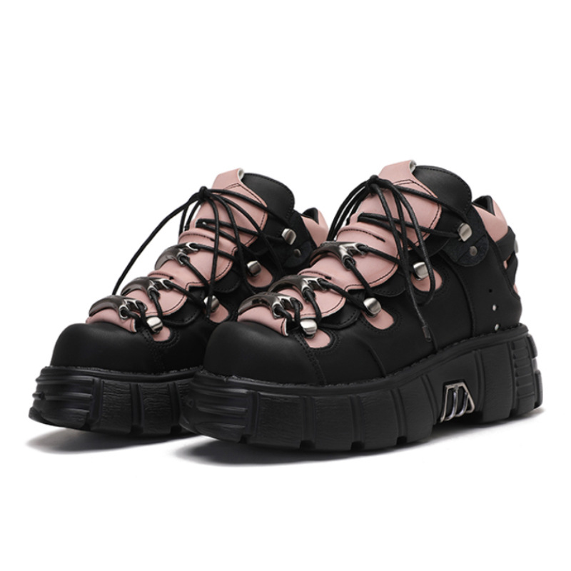 NEW Vintage Rock Women 4290c Couple 2023 New Dark Punk Leather Retro Boots Metal Niche Design Unisex Single Platform Shoes