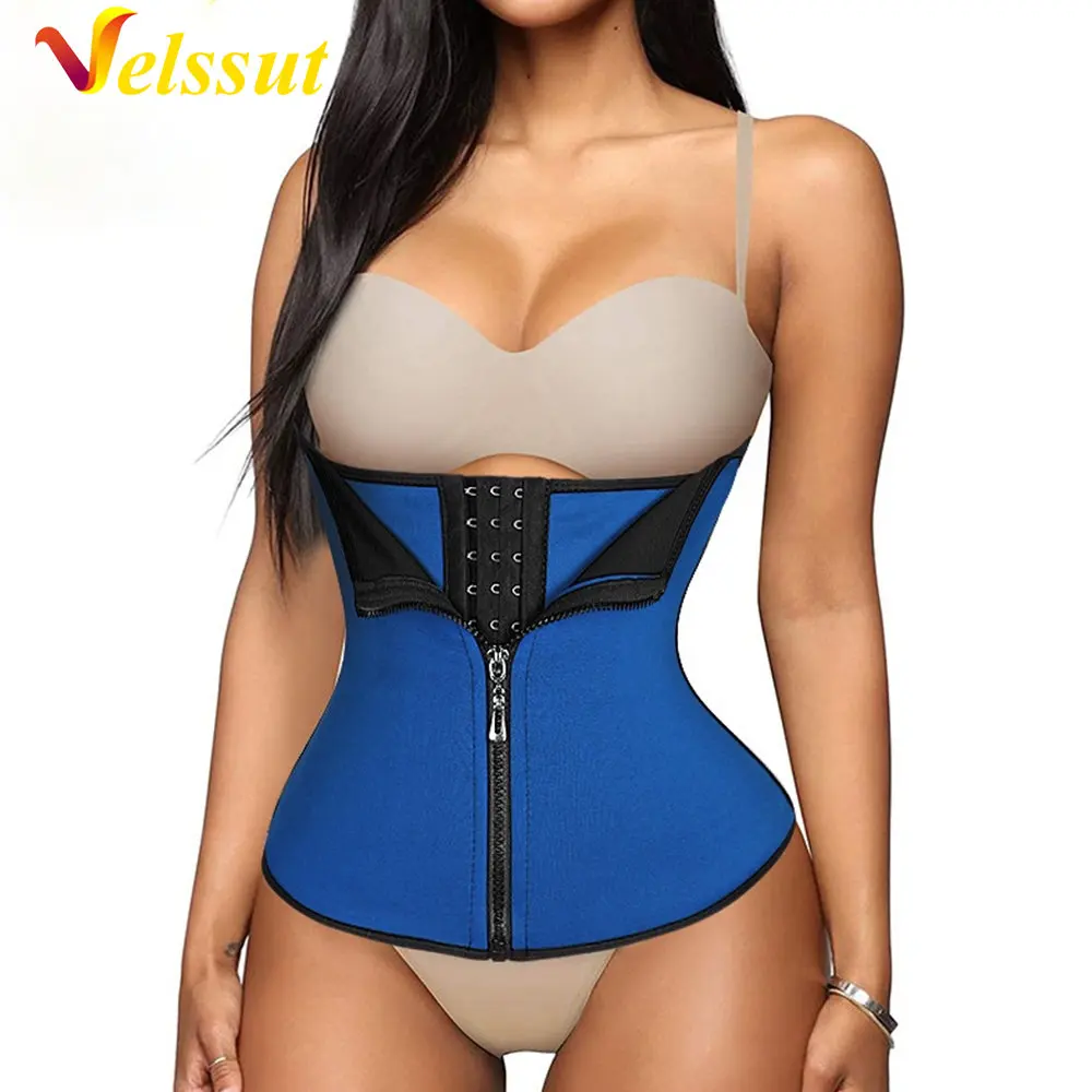 Velssut Women Waist Trainer for Weight Loss Sauna Belt Zipper Belly Band Corset Fas Slimming Girdle Strap Neoprene Body Shaper