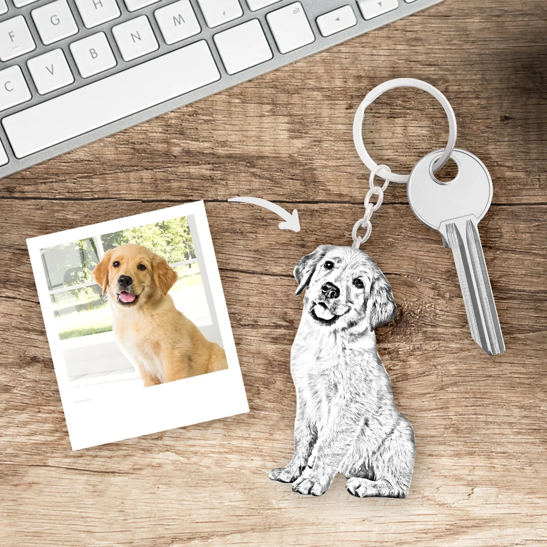 Personalized new Pet Photo Necklace Engraved Pets Pendant Gifts Handmade 2025 Custom Dog Cat Keychain Memory Jewelry Picture Pendants