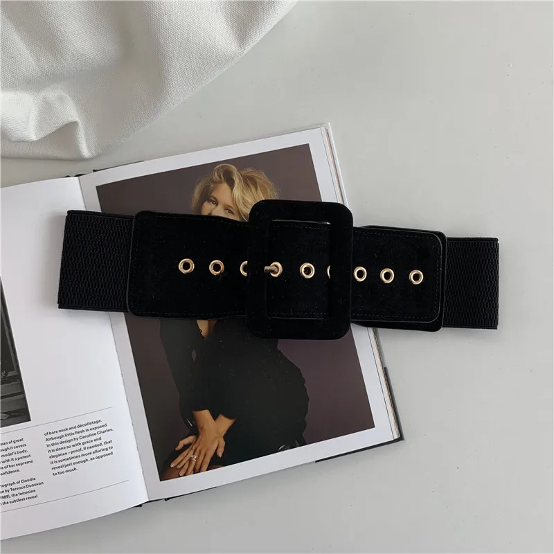 Suede Belts for Womens Belt Elastic Lady new Clothes Korean Style Buckle Elastic Wide 2025 Belt All-match Clothes Decor 2023 Corset Belt