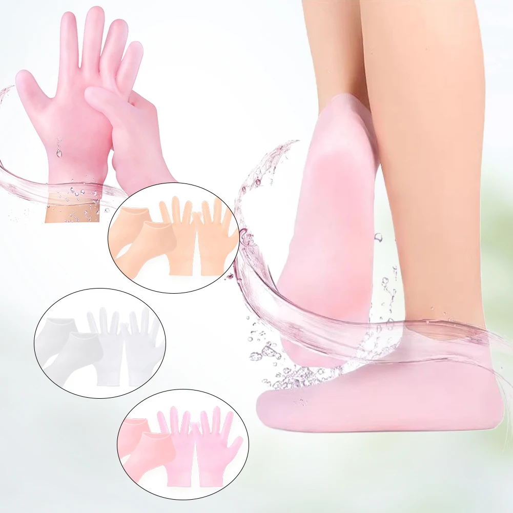 Set Silicone Foot Care Socks Anti Cracking Moisturizing Gel Cracked Dead Skin Remove Protector Pain Relief Pedicure Tools