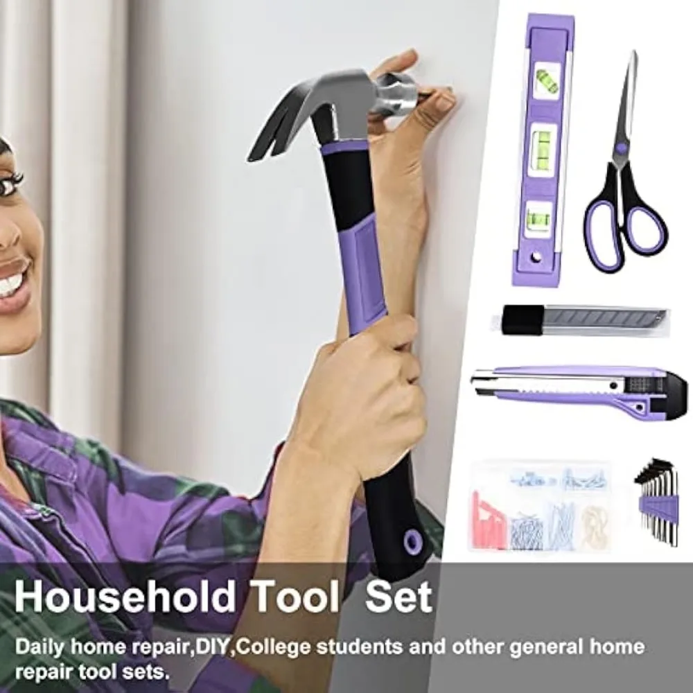 Purple Tool Set ACOSEA Piece Sets for Women Kit with Inch Wide Mouth Open Bag The