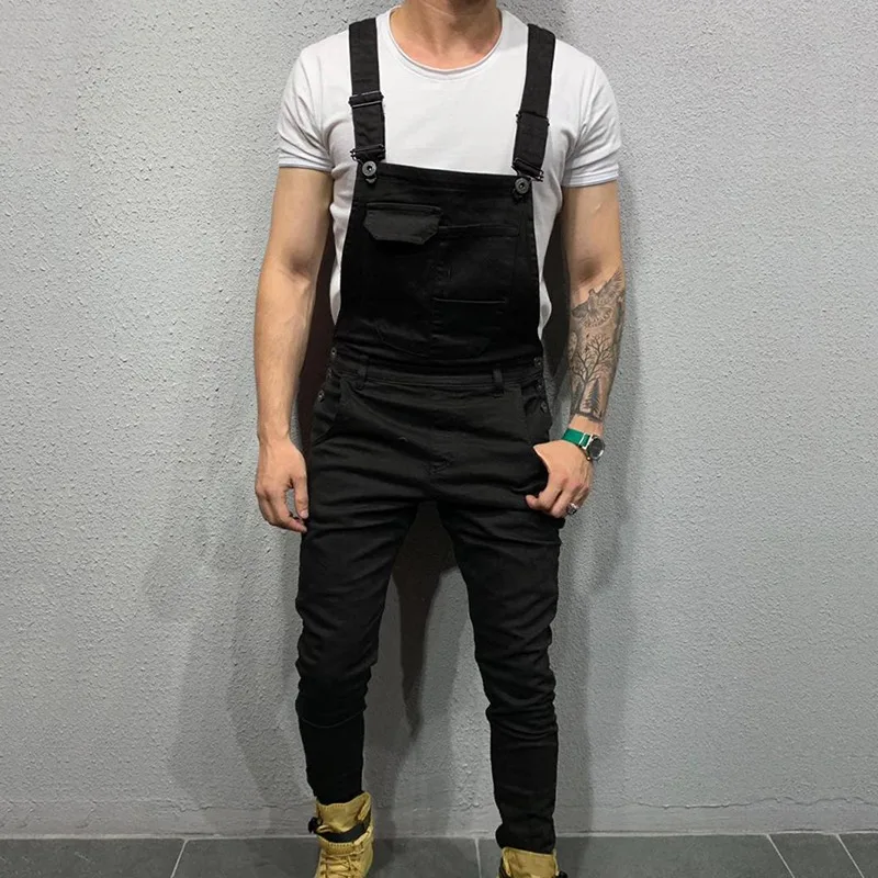 Mens Jeans Overalls Denim Dungaree Bib Overalls Male Jumpsuits Cargo Work Pants Trousers Plus Size Mens Casual Moto Biker Pants