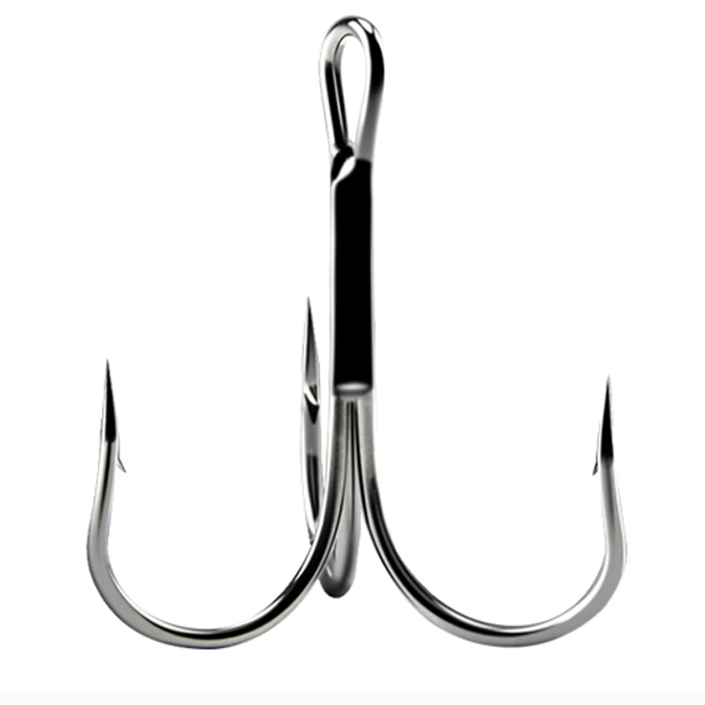 new 15pcs/box 5002 Treble hooks Sier Size 1/2/4/6/8/10/12/14# Bait Fishing Tackle 2025 Round Bend For Pike Bass