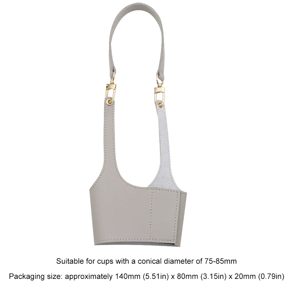 PU Leather Shoulder Crossbody Water Bottle Holder Mug Bag Adjustable Portable Coffee Cup Holder Chain Bottle Cover For Travel