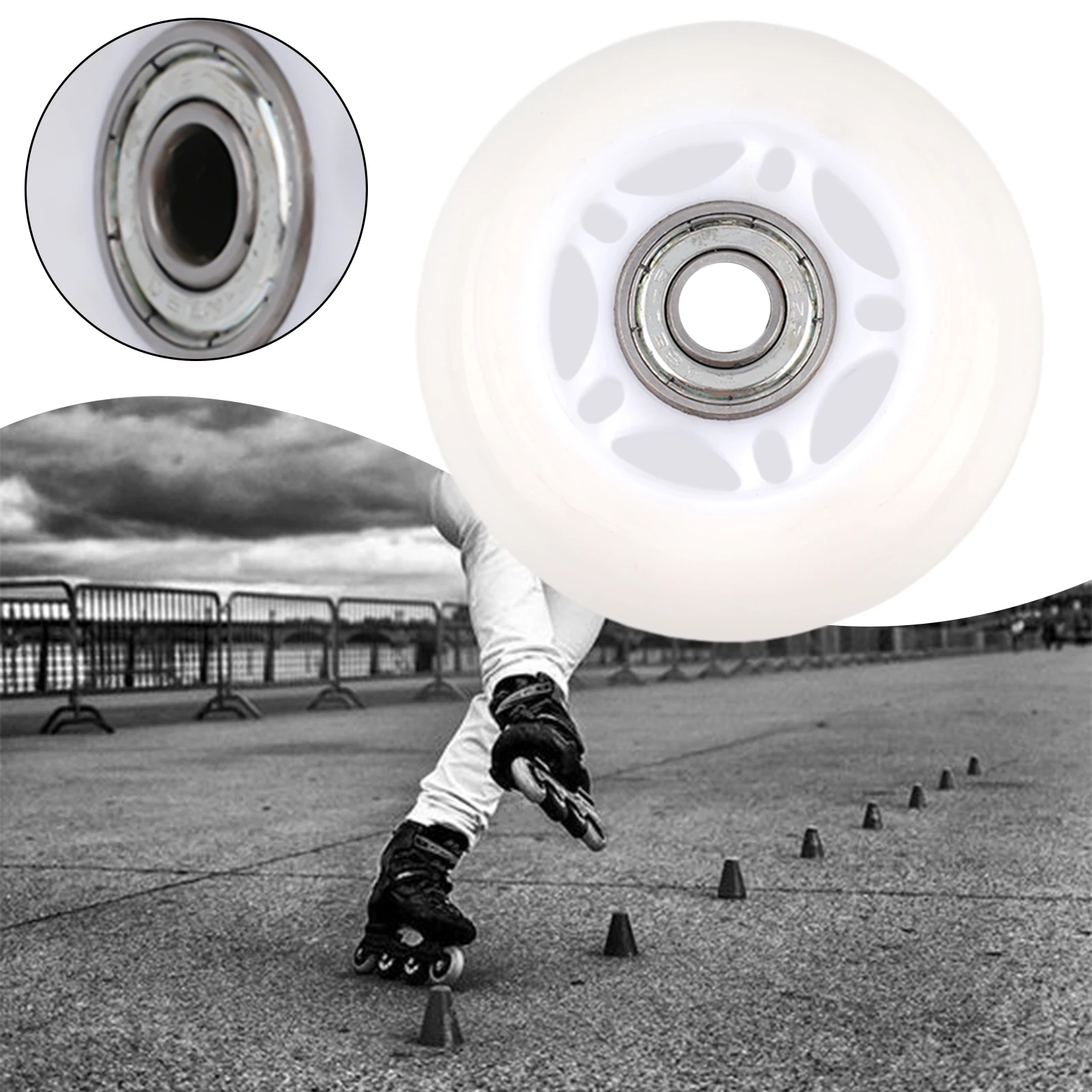 Bearings Inline Skate Wheels Sporting Goods White 64/70/72mm Outdoor Sports Polyurethane PU Durable High Quality