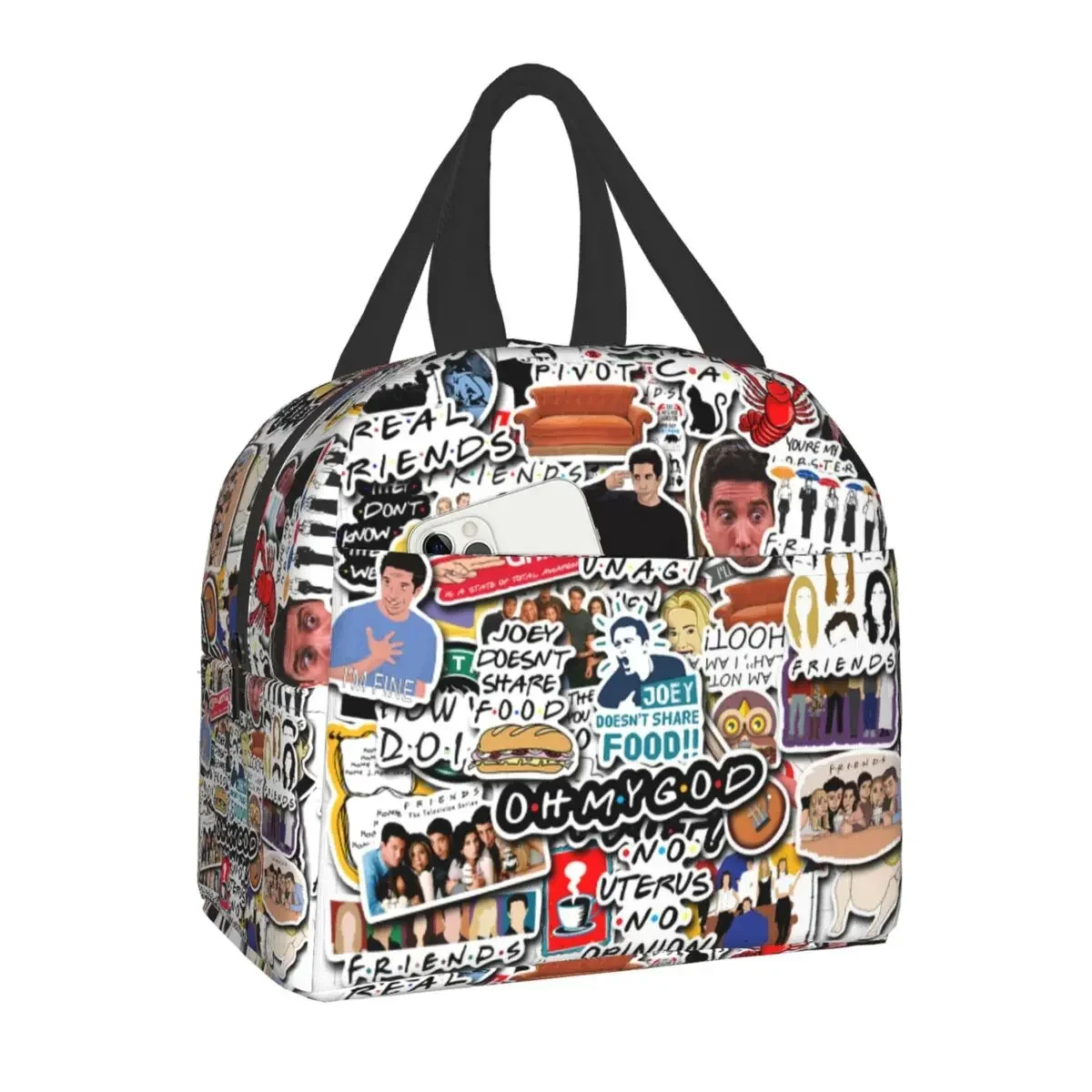 Show Classic TV Central Perk Friends Lunch Bag Cooler Insulated Lunch Box for Women Kids School Work Picnic Food Storage Bags smile