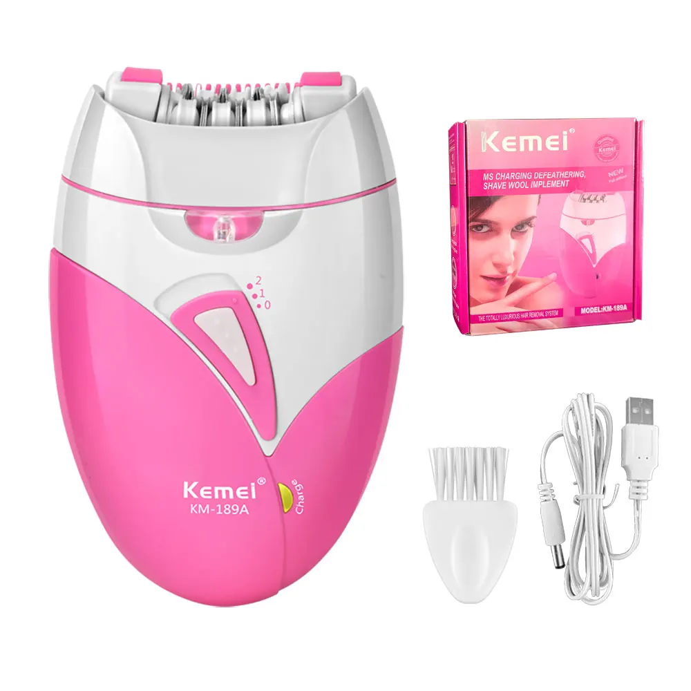 Kemei Women's Electric Epilator Rechargeable Body Hair Removal Machine Shaving for Private Part Bikini Facial Armpit Depilation