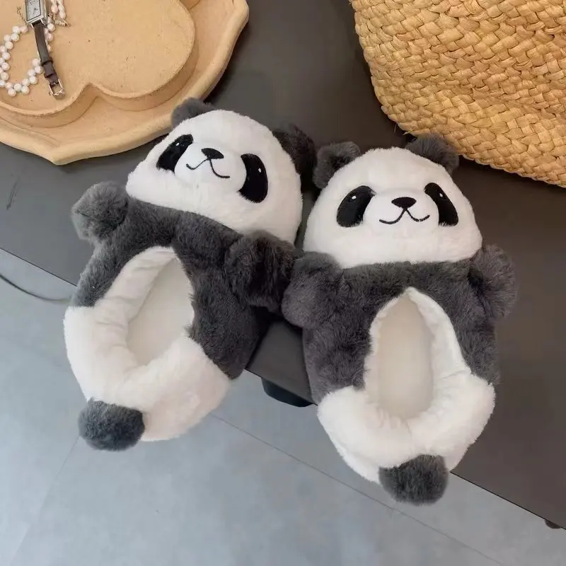 Kawaii Panda Slippers Lovers Womens Man Bedroom At Home Warm Winter Lovelys Bear Shoes For Girls Boys