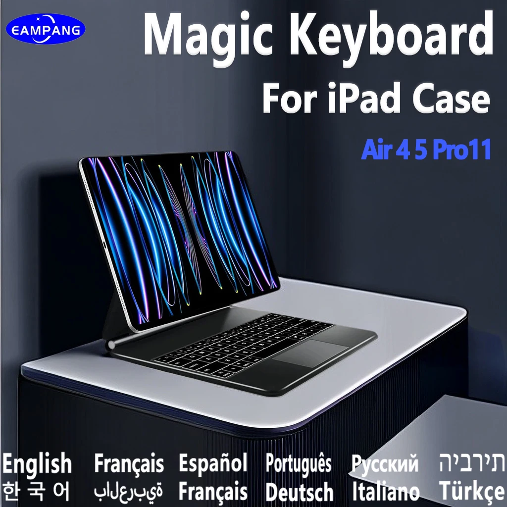 Magic Case Keyboard for iPad Air 4 4th 5 5th Pro 11 Portuguese Russian Spanish Korean AZERTY German Arabic Italian Keyboard