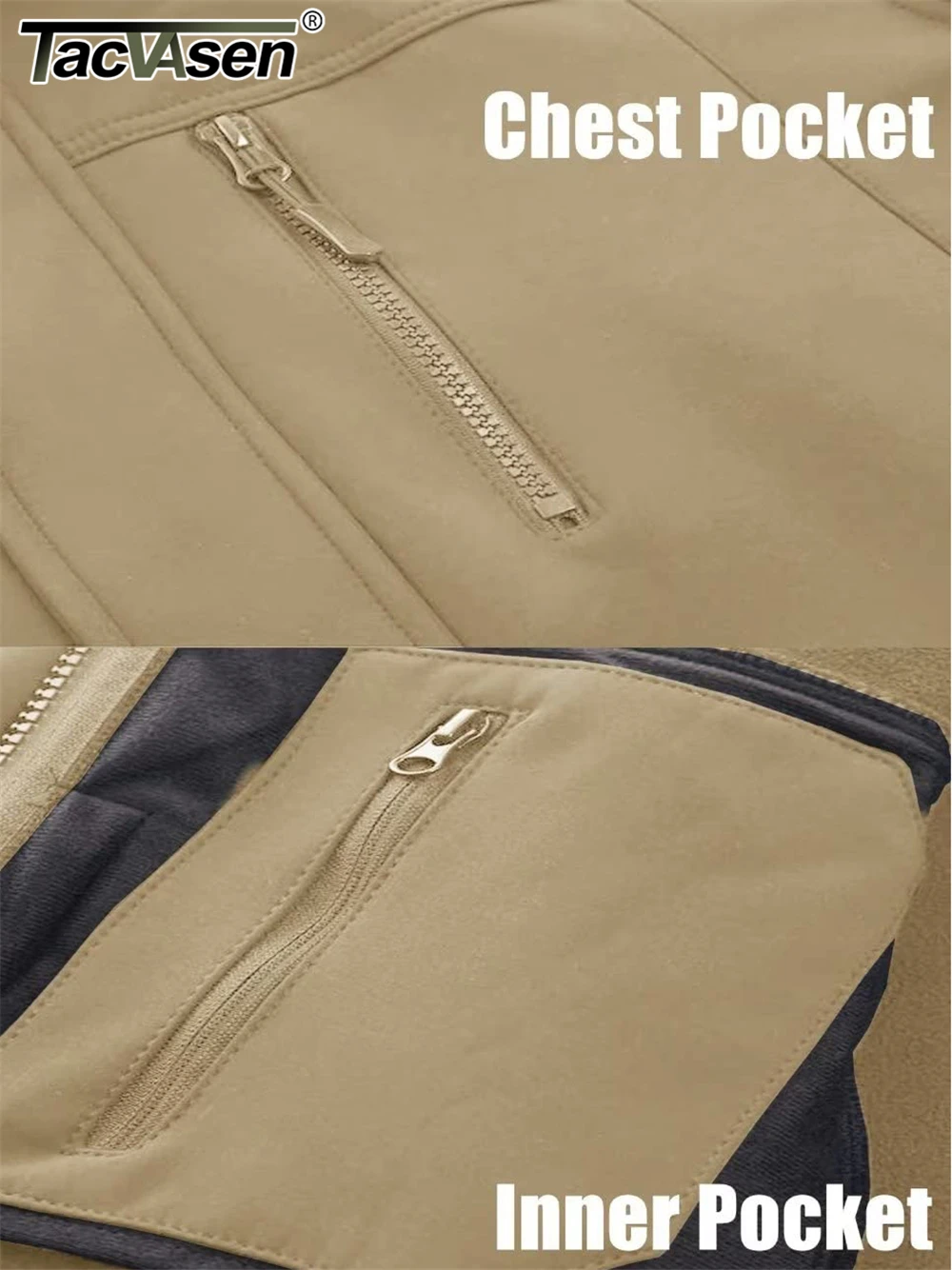 TACVASEN Windproof Warm Hiking 2025 Parkas new Men's Winter Softshell Fleece Jackets Wear Resistance Coats Full Zip Up Working Outwear