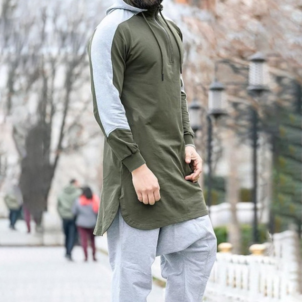 Men s Sweater Robe Autumn Solid Color Loose Zipper Pullover Casual Long sleeved Hooded Round Neck
