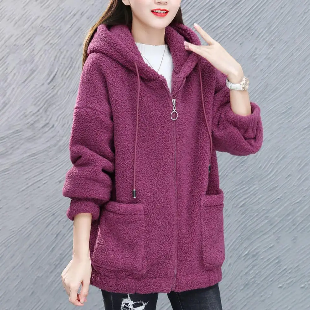 Trendy Lady Winter Coat Solid Color Drawstring Fleece 2025 Wear-resistant Women Jacket new Women Jacket Winter Coat