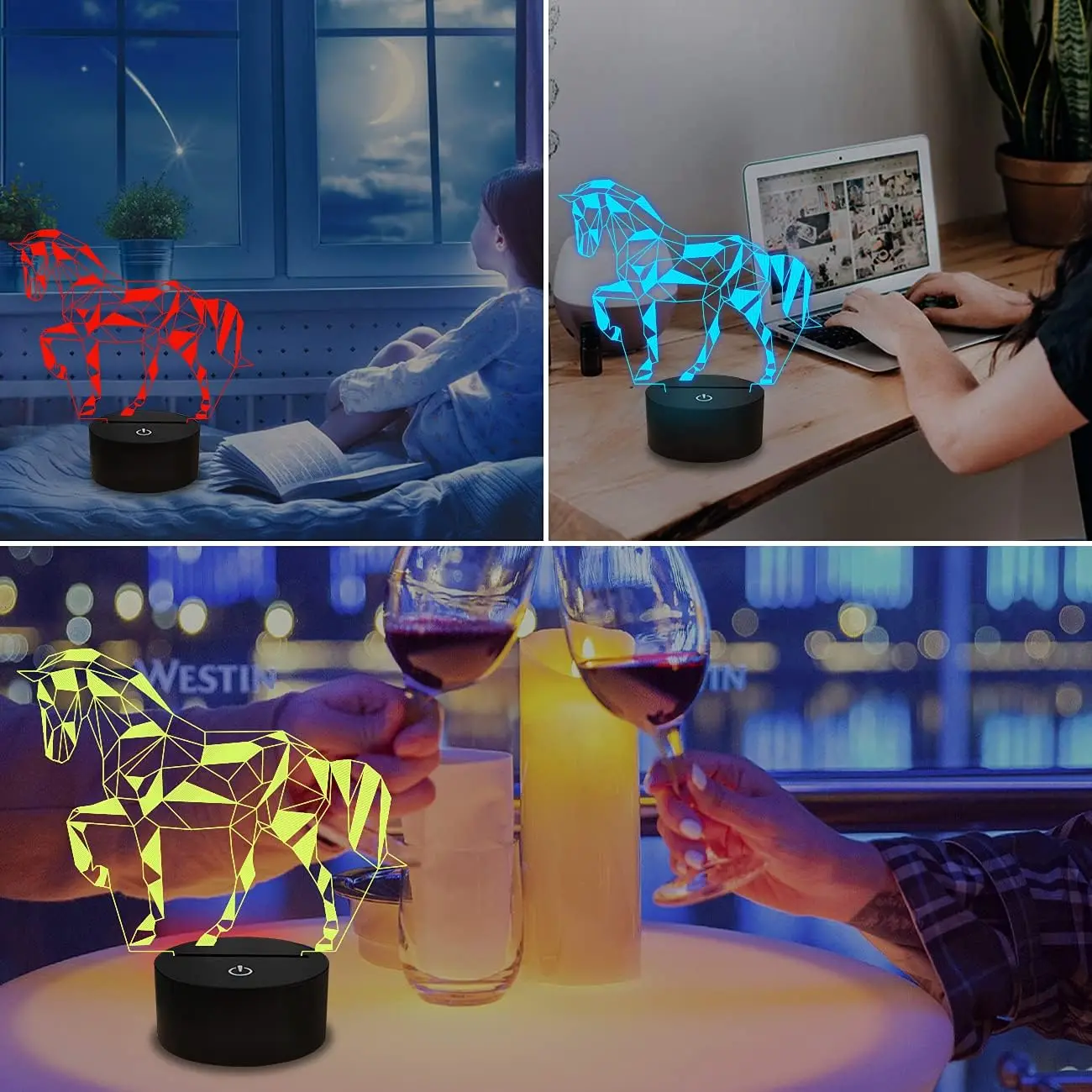 NEW Animal Horse 3D Night Lamp Children Bedroom Decor Desk Setup Zodiac Horse Bedside Light for Christmas Birthday Gift