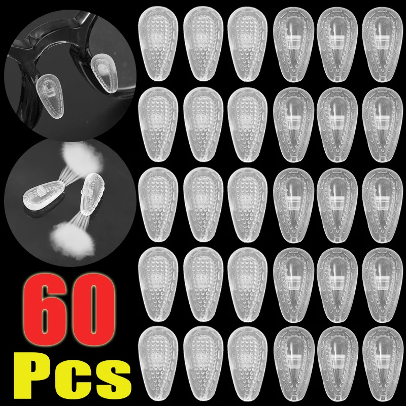 60pcs=30Pairs High Quality Nose Pads Anti 2025 Slip Silicone Nose new Pads for Eyeglasses Sunglass Glasses Accessories Drop Shipping