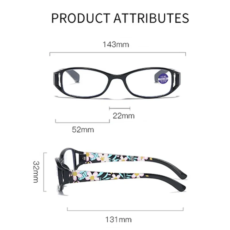 Folding Anti-blue Light Reading new Glasses With Box Women Flower Full Frame Portable Farsight Eyeglasses 2025 Diopters +1.0 To +4.0
