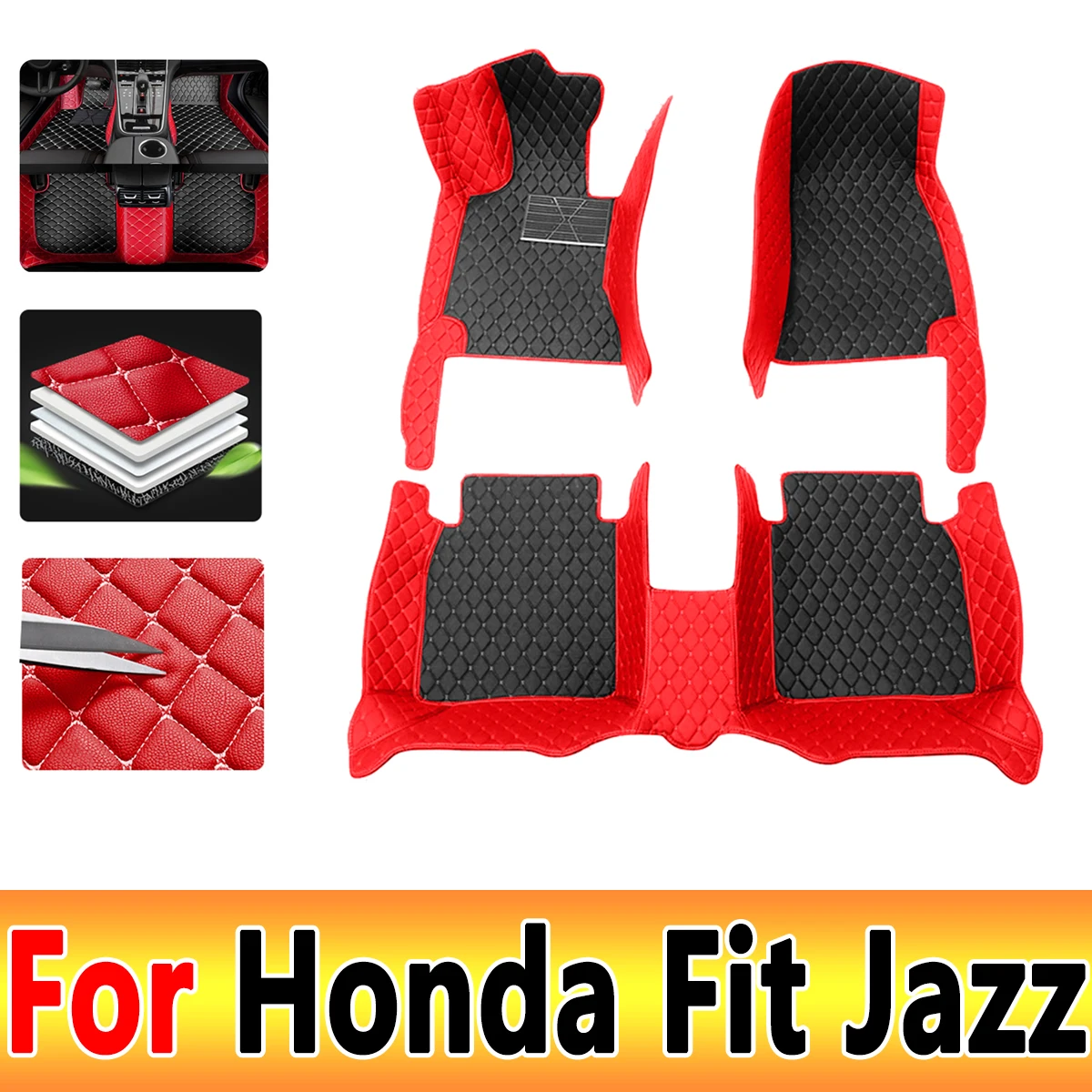 Carpets Car Floor Mats For Honda Fit Jazz 2007 2006 2005 2004 Auto Interior Styling Protect Waterproof Leather Rugs Decoration