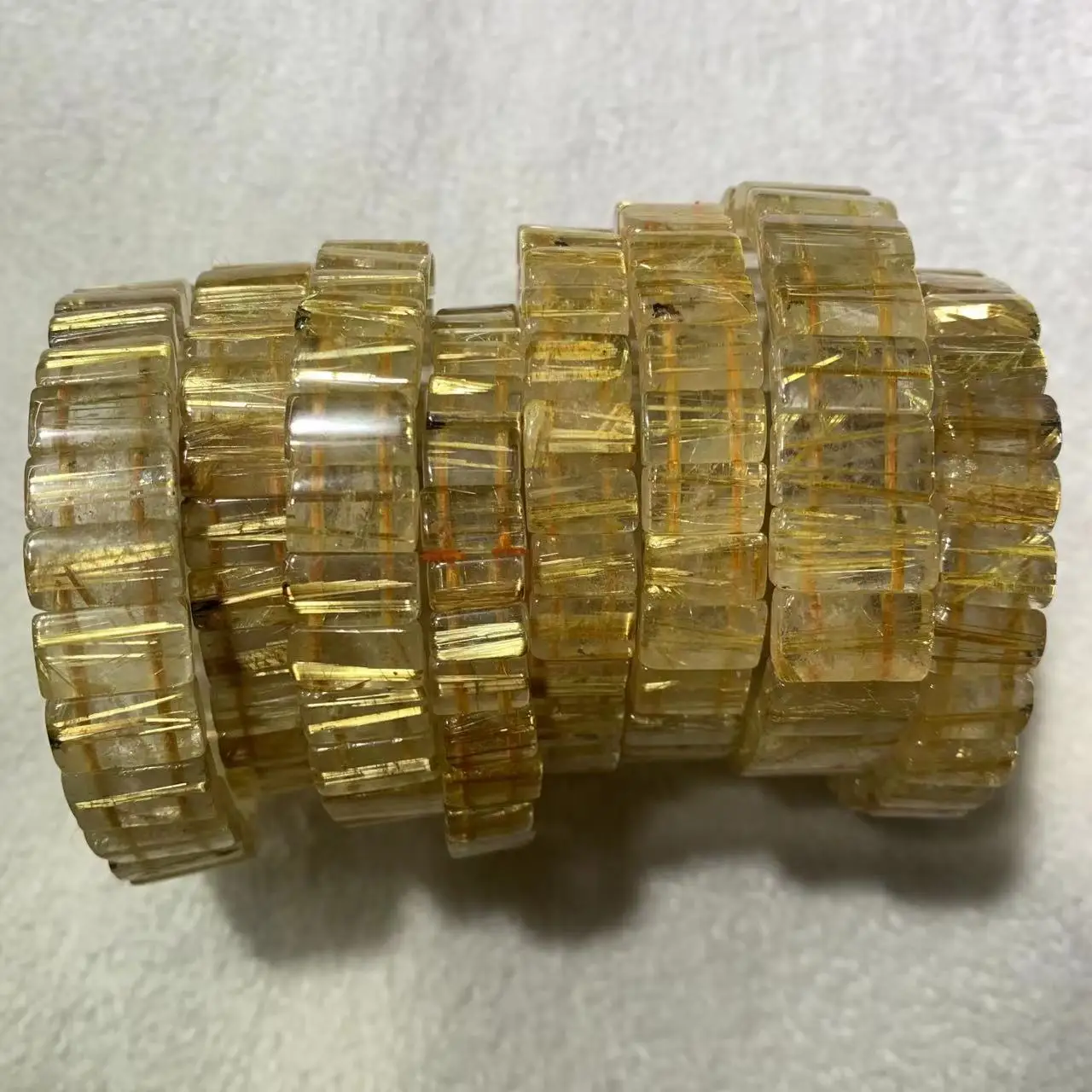 Golden Rutilated Quartz Stone Beads Bracelet Natural Gemstone Jewelry Bangle for Woman for Man Wholesale !