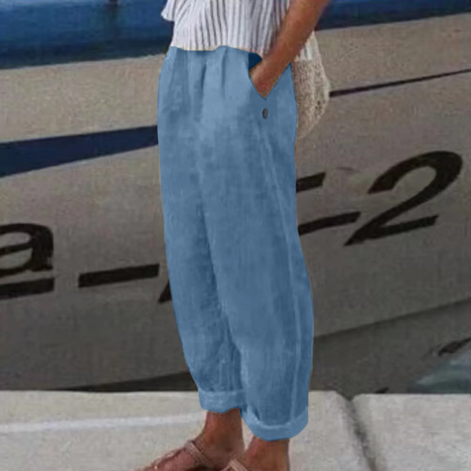 Women Summer Wide Leg Pants High Waist Drawstring Straight Pant Comfy Loose Sweatpants Long Trousers Streetwear