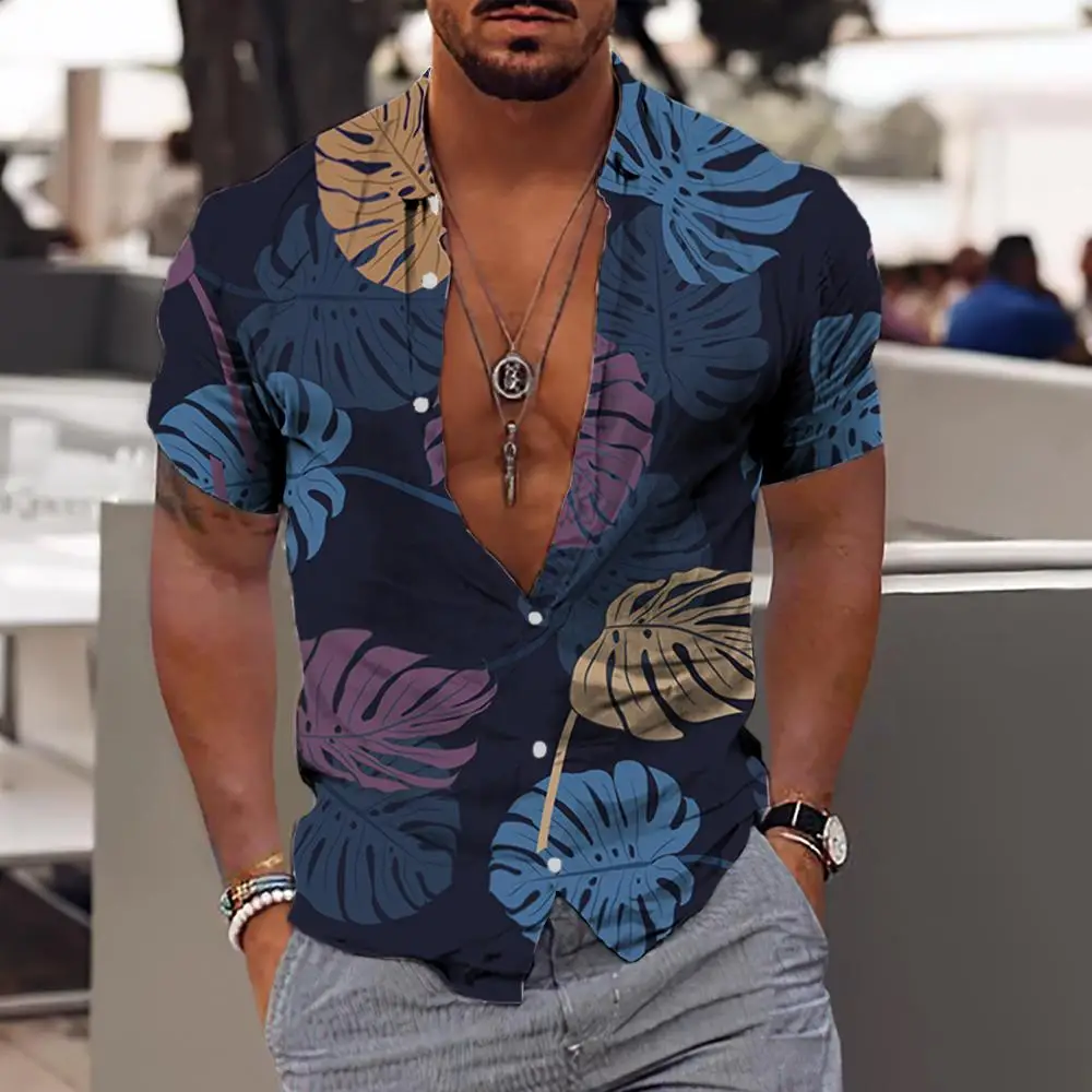 Men'S Shirts Hawaiian 3D Print Short Sleeve Tees Blouse And Shirt new Casual Beach Aloha T-Shirts 2025 For Men Social Shirt Clothing 5xl