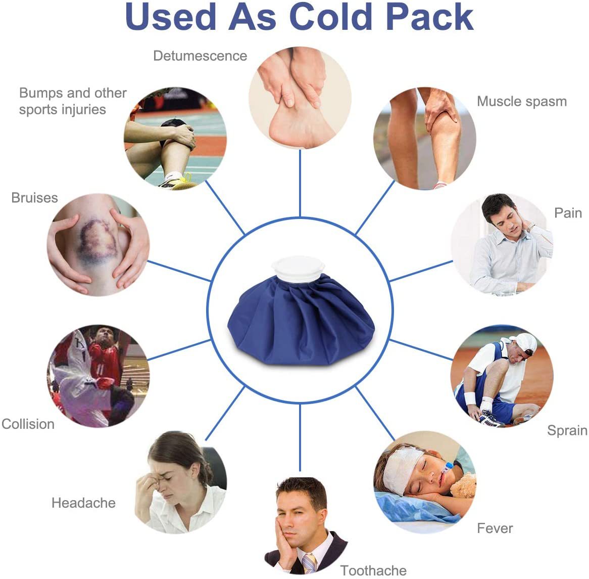 Ice Cold Pack Reusable Bags Hot Water Bag for Injuries Therapy Pain Relief with Elastic Breathable Support Wrap dfb65 5
