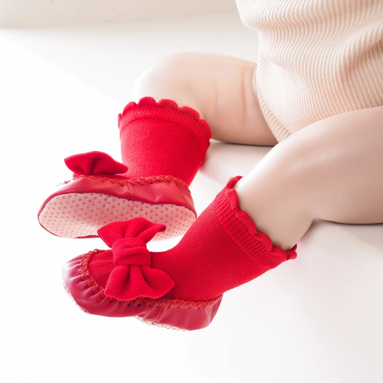 Pudcoco Infant Baby Girls Socks Shoes, Cute Bow Socks new 2025 Non-slip Socks Soft Lightweight Floor Socks