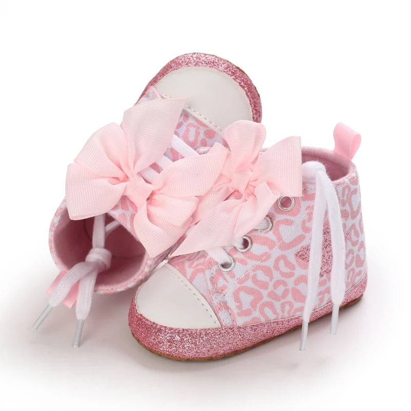 Classic Pink Baby Girls Shoes new Infant Bow Sports Shoes Shoes 2025 Toddlers Soft Sole Anti-slip First Walkers Baby Sneakers