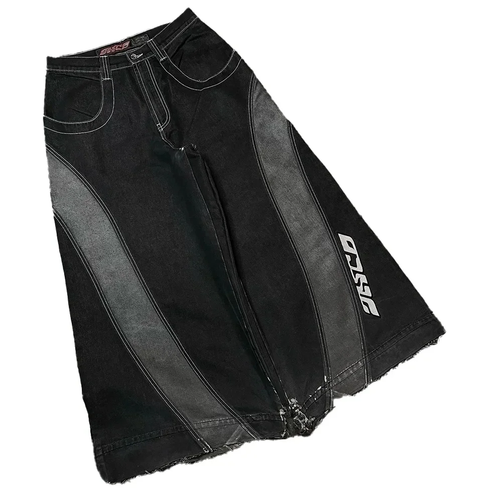 Retro Baggy Haruku new Denim 2025 Jeans JNCO Y2K Mens Womens Low Rise Hip Hop Black Straight Wide Leg Pants Punk Trousers Streetwear