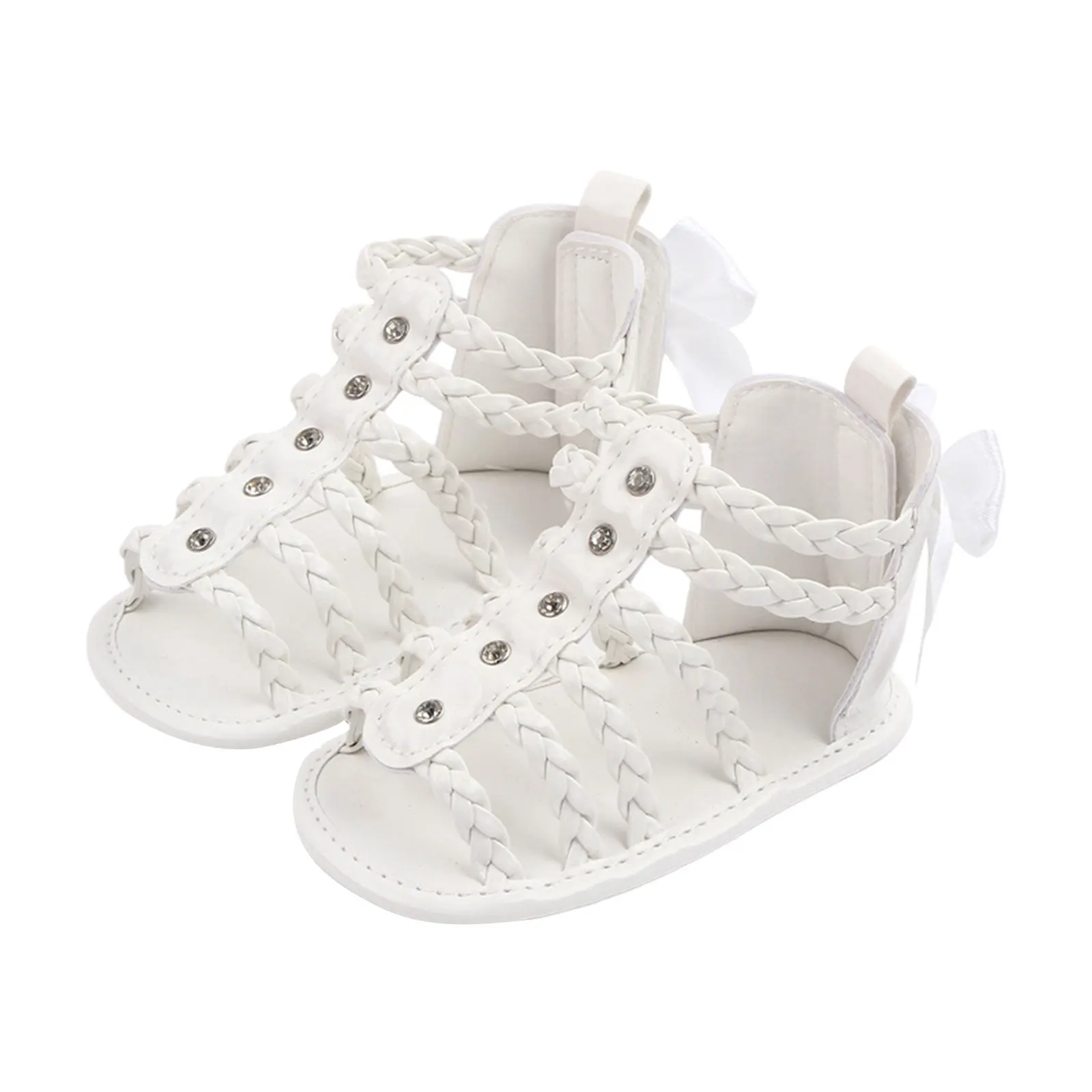 Pudcoco Infant Newborn Baby Girls Summer Sandals, Anti-Slip PU new Leather Hollow Out Flat Shoes with 2025 Back Bow