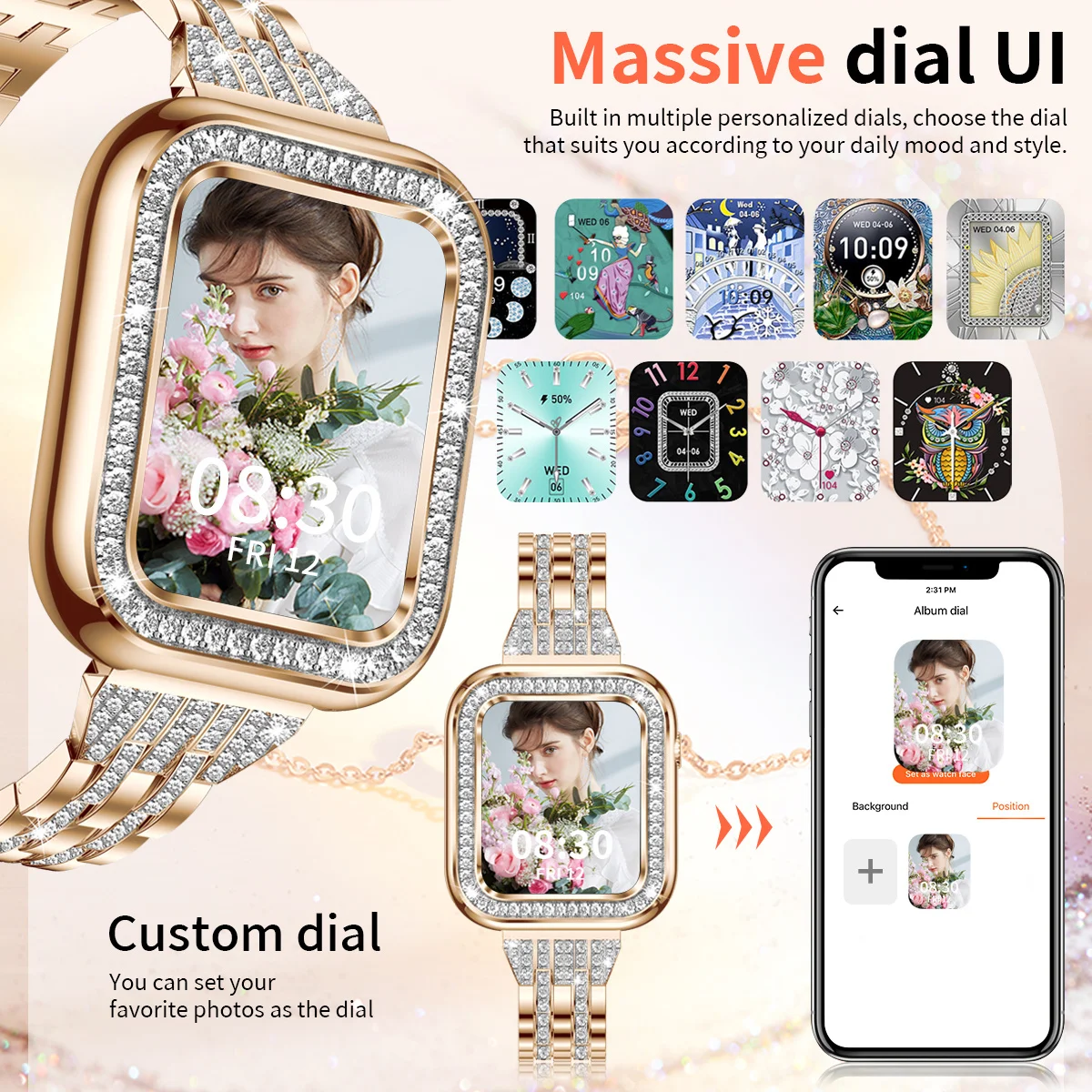 LIGE 2024 New Women Smart Watch Bluetooth Call Waterproof Bracelet Multi Sport Health Monitor Smartwatch Ladies For Android IOS