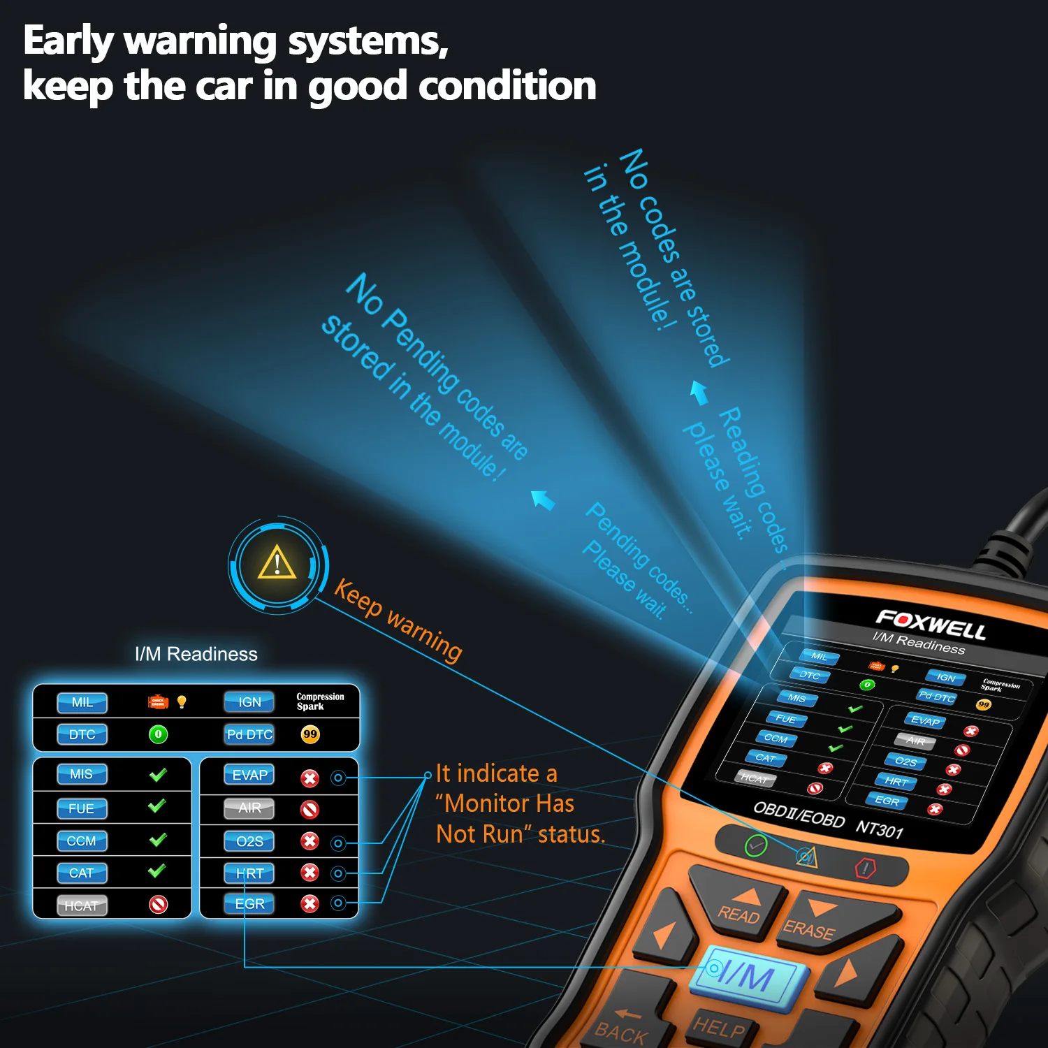 FOXWELL NT301 OBD2 Car Diagnostic Scanner Check Engine Light Code Reader Professional OBD2 Automotive Diagnostic Scan Tools