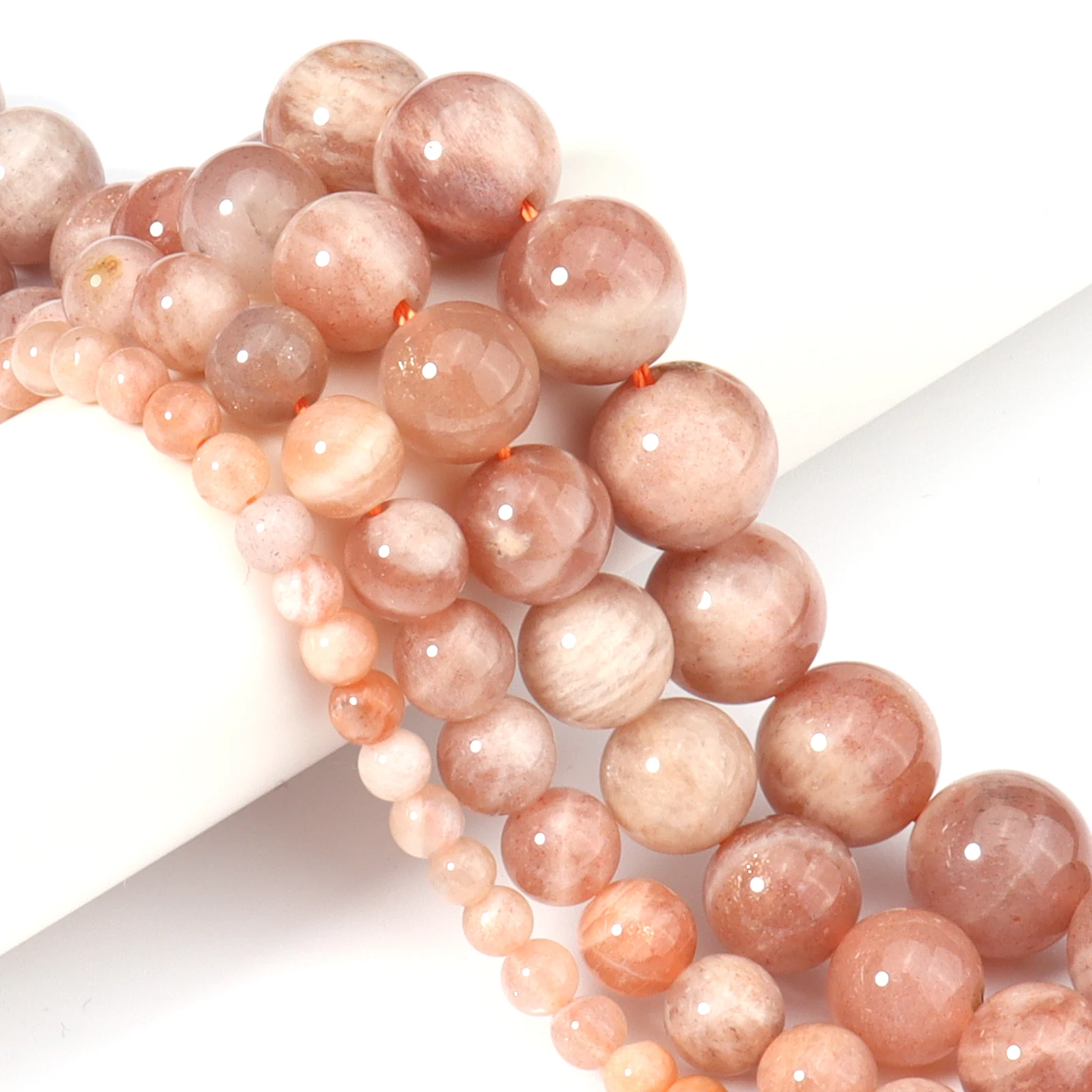 Natural Sunstone Round Gemstone Loose Spacer Beads For Jewelry Making DIY Handmade Bracelet Necklace Accessories 4/6/8/10/12MM