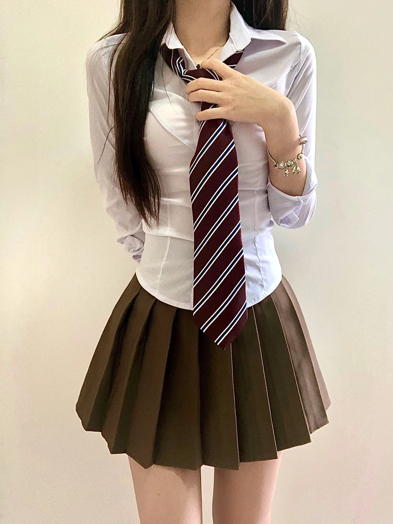 Spicy Girl new Uniform Suit Student Daily Japanese JK Uniform 2025 Set Women Long Sleeved Slim White Shirt Mini Pleated Skirt Summer