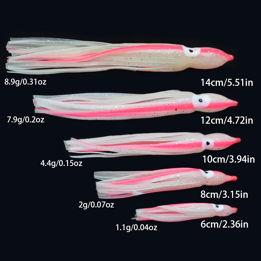 10 packaging new luminous squid fake bait squid skirt saltwater fishing tackle 6cm-16cm Five specifications