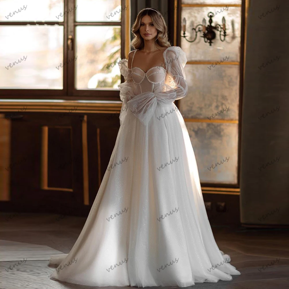 Vintage Wedding Dresses A-Line Tulle Bridal Gowns Long Puff new Sleeves 2025 Elegant Robes Floor Length Classic Vestidos De Novia 2024