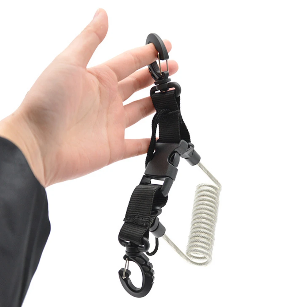 Diving Snappy Coil springs TPU Cameras Console Lanyard Spiral With Ring For Underwater Housing Flashlight Torch Outdoor
