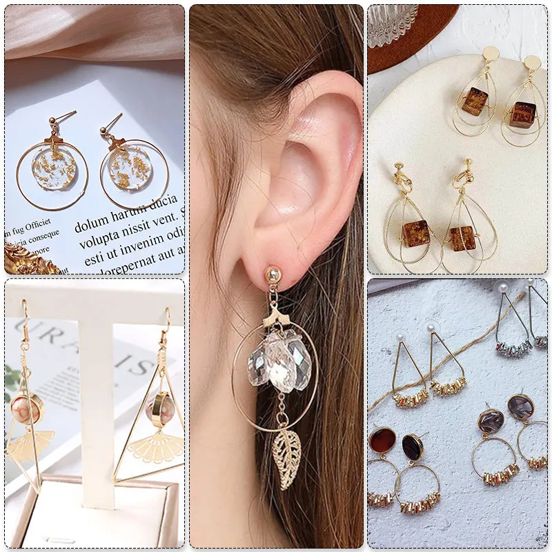 20-108PCS Earring Kit DIY Jewellery Making Supplies Silver Gold Color Copper Hoops Earrings Set with Storage Box Ear Hooks