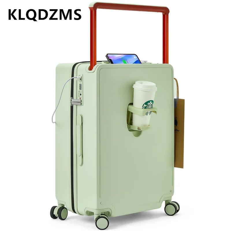 20"24"26 Lage Inch KLQDZMS New Wide Trolley Boarding Box Multifunctional Portable Trolley Case with Wheels Rolling Suitcase smile