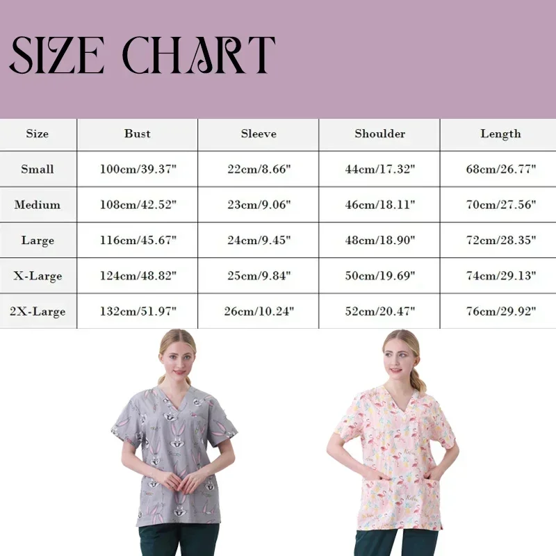 Nurse Uniforms 2025 Women Print Short Sleeve V-neck Scrubs Working Medical Blouse Overalls Uniforms Medical Nursing Spa new Pet Dentistry