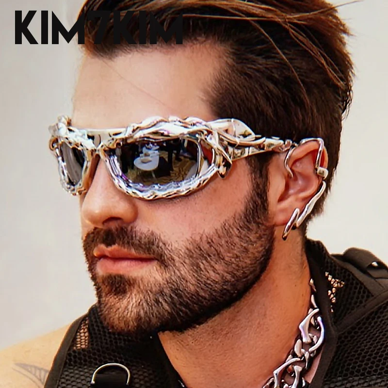 Steampunk Y2k Twisted Sunglasses Men Women 2023 Luxury Brand Trendy Hip Hop Punk Sun Glasses Male Streetwear Shades Gafas De Sol