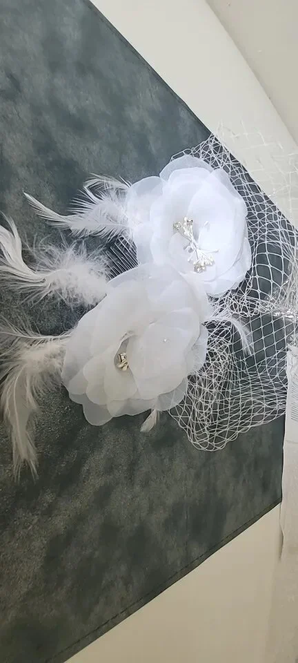 BirdeCage hat Wedding Veil Birdcage Veil new 2025 Netting Face Short Feather Flower White Fascinator Bride Hats with Veil