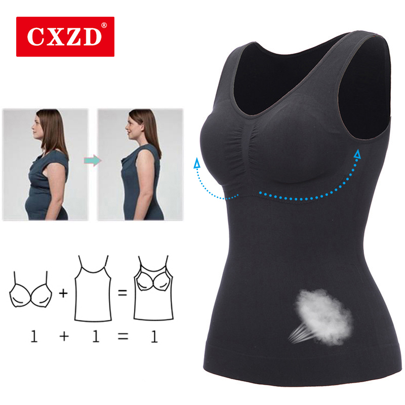 CXZD Women Shaper Slim Up Lift Plus Size Bra Tank Top Body Shaper Removable Shaper Underwear Slimming Vest Corset Shapewear