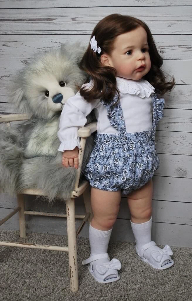 NPK 24inch Reborn Toddler Girl Doll Already Painted Finished Sandie Popular Lifelike Soft Touch 3D Skin Art Doll