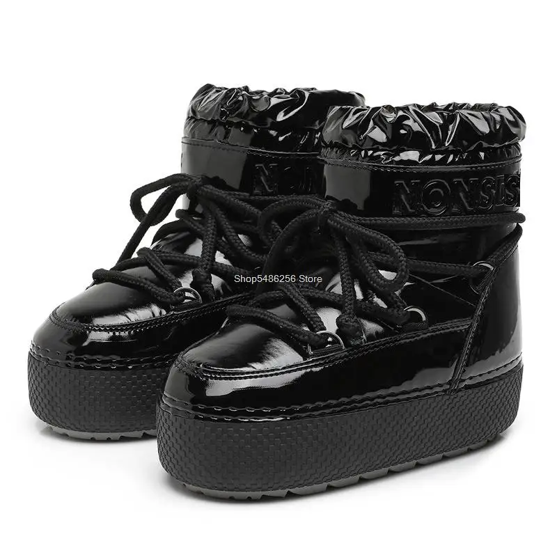 Botas Mujer 2023 New Snow Boots Women Winter Warm Shoes Platform Space Boots Skiing Boots Round Toe Platform Ankle Snowboots