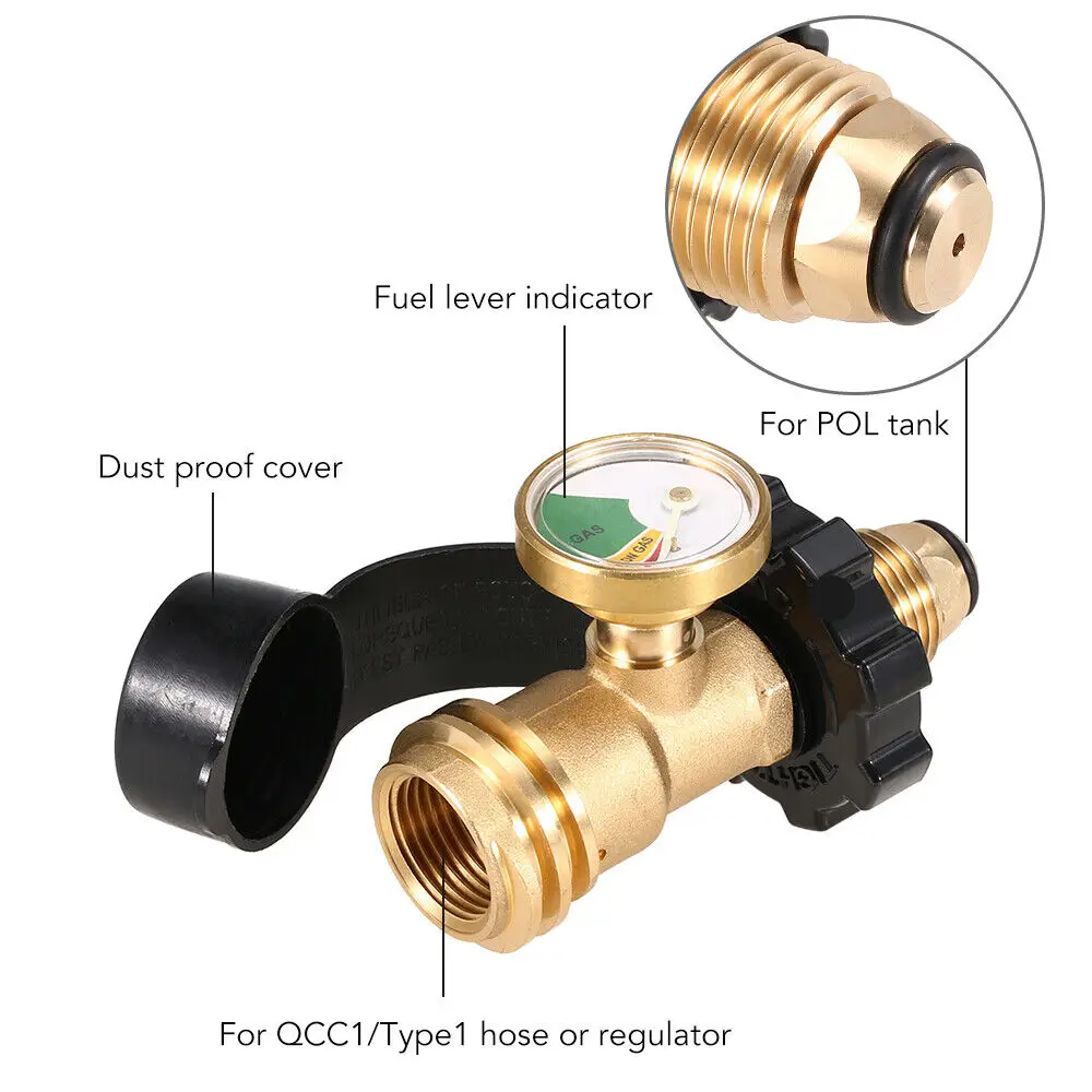 Pol Propane Gas Gauge Meter Tank Pressure Gauges Meter Gauge Manometer Fuel Built-In Leak Detector Pressure Gauge Connector