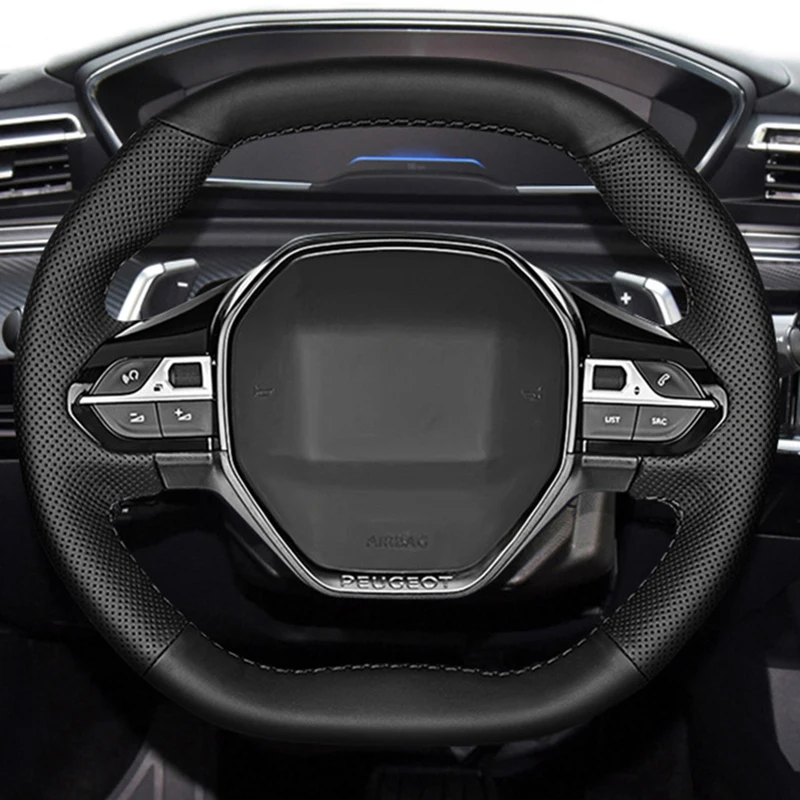 Car Steering 2025 Wheel Cover For Peugeot E-208 2020 508 208 new 2019 2020 3008 4008 5008 2016-2019 Steering Wrap Microfiber Leather