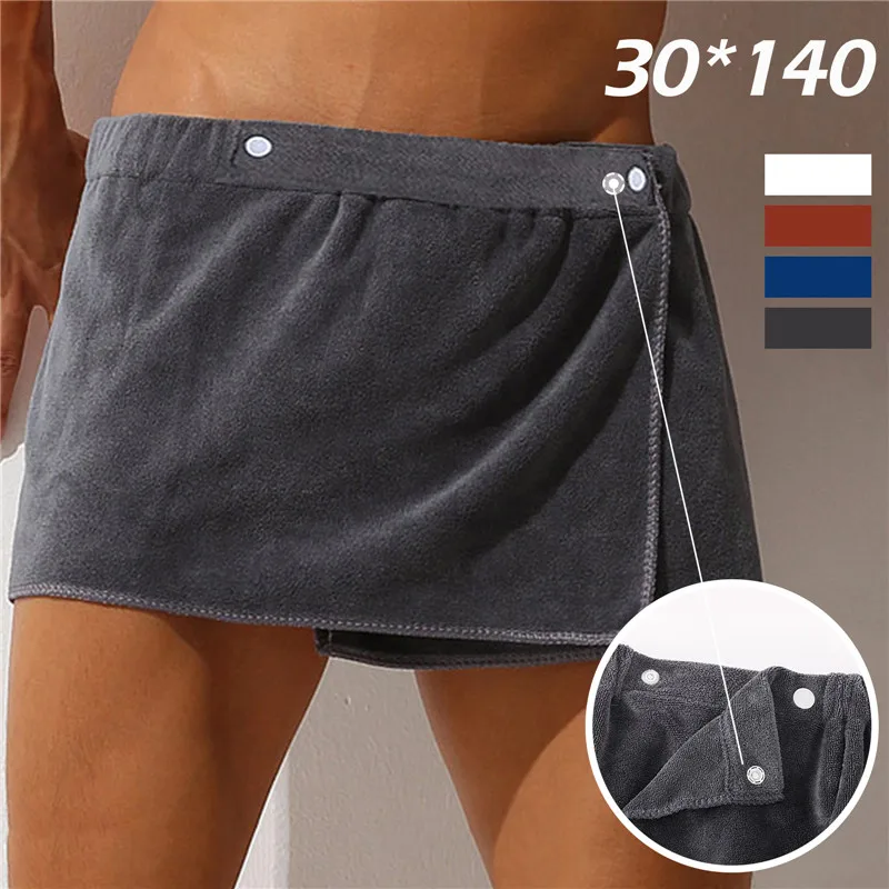 New Men Shorts Bathrobe 2025 Sleep Bottoms Microfiber Pamas Men new Nightwear Short Towel Pants Side Split Bathrobe Culottes Soft
