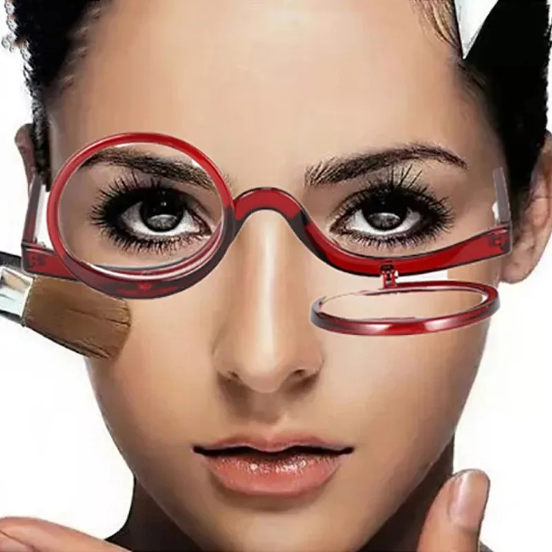 New Makeup Reading Glasses Flippable Makeup Glasses Magnifying Cosmetic Readers for Women Glasses Makeup Diopter 1.0-4.0