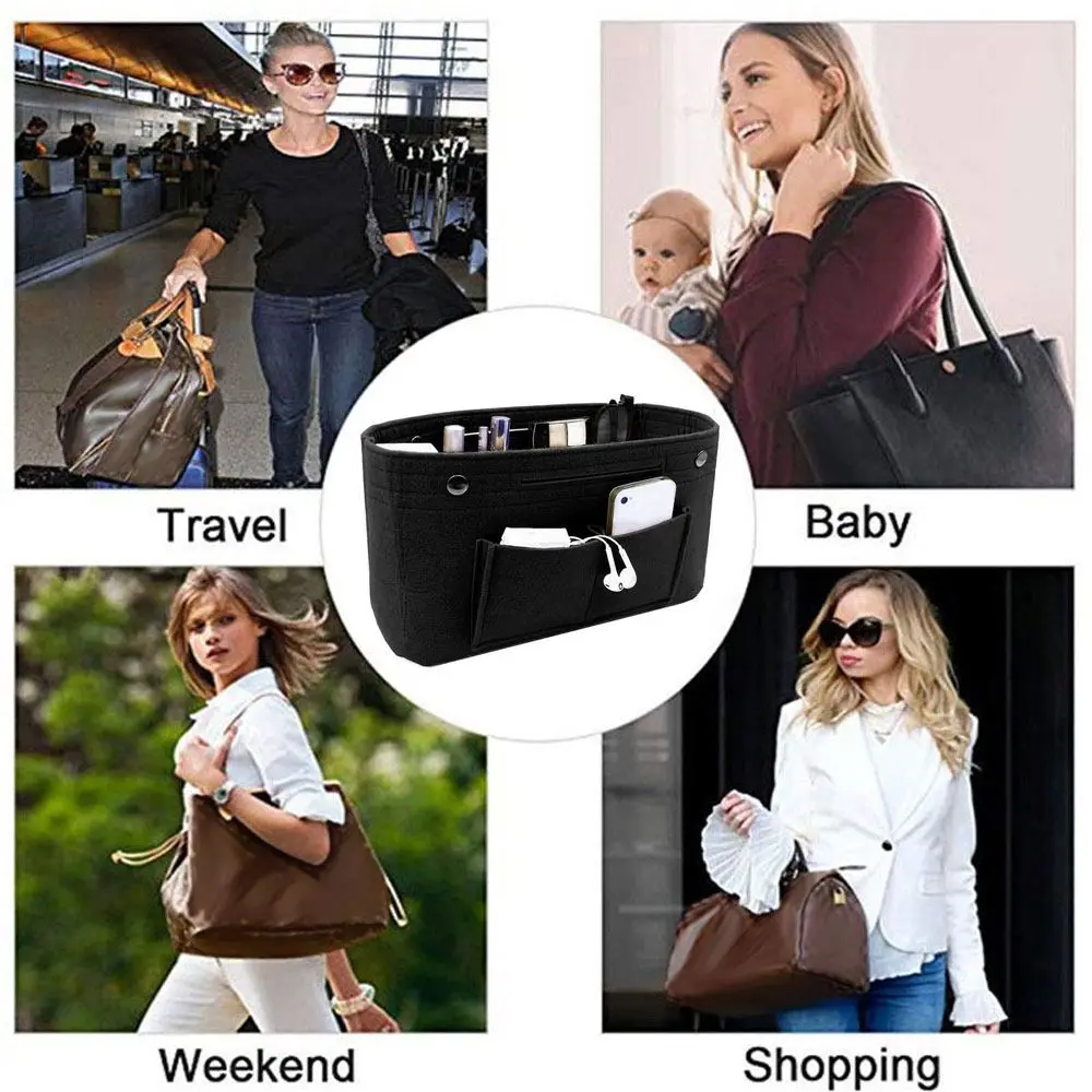 Handbag Insert Bag 3Sizes Confidential Purse Liner Portable Felt Insert Bag Inner Bag Travel Bag Insert Organizer Storage Pouch